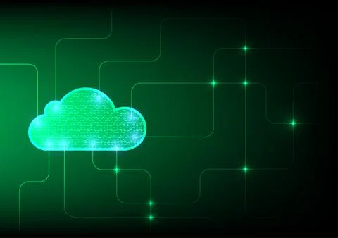 Abstract vector Hi-tech cloud connection technology on green background. Big Stock Illustration