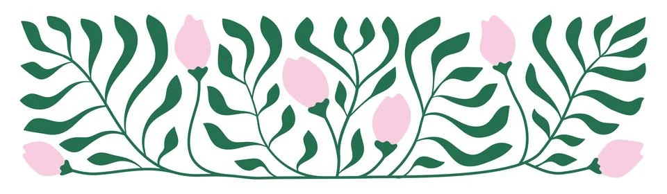 Abstract vector horizontal banner with cute flowers, leaves, Abstract vector Stock Illustration