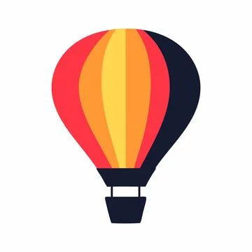 Abstract Vector hot air balloon with stripes Icon or Logo Design Template Stock Illustration