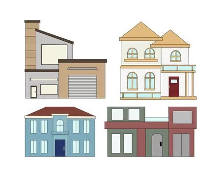 Abstract Vector House Icons Set Design Template Stock Illustration