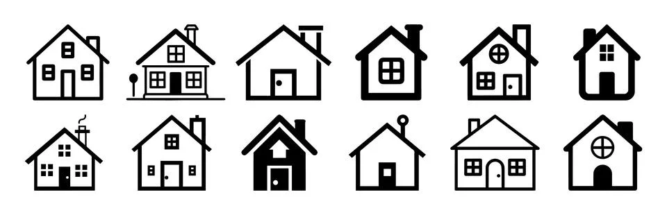 Abstract Vector House Icons Set Design Template Stock Illustration