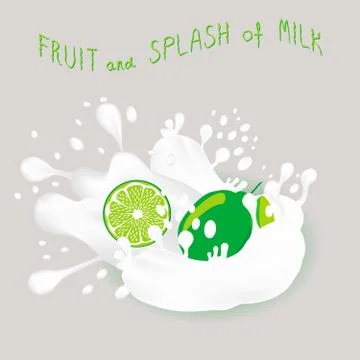 Abstract vector icon illustration logo for whole ripe fruit green citrus lime Stock Illustration