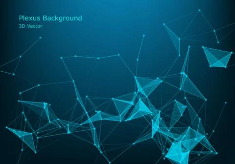 Abstract vector illuminated particles and lines. Plexus effect. Futuristic ve Stock Illustration