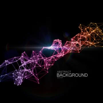 Abstract vector illuminated particles and lines. Stock Illustration