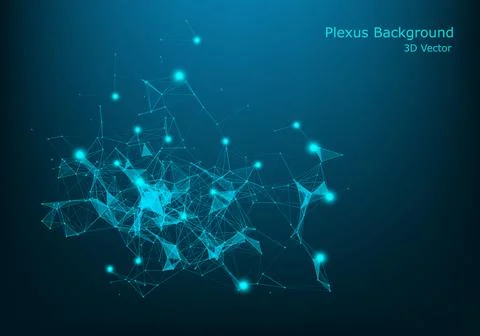 Abstract vector illuminated particles and lines. Plexus effect. Futuristic ve Stock Illustration
