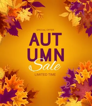 Abstract Vector Illustration Autumn Background with Falling Autumn Leaves Stock Illustration