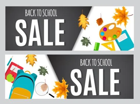 Abstract Vector Illustration Back to School Sale Background with Falling Autumn Stock Illustration