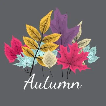 Abstract Vector Illustration Background with Falling Autumn Leaves Stock Illustration