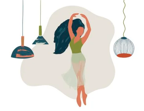 Abstract vector illustration. Ballet dancer girl poster. Stock Illustration