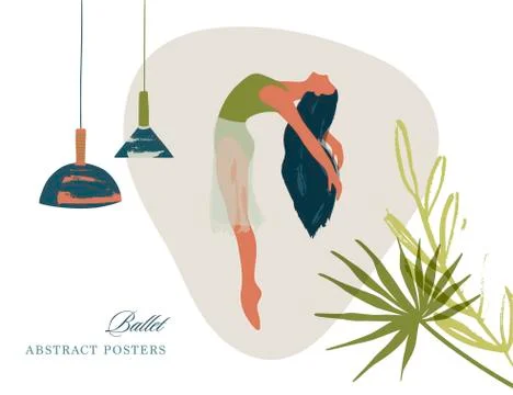 Abstract vector illustration. Ballet dancer girl poster. Illustrazione stock