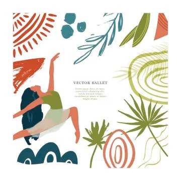 Abstract vector illustration. Ballet dancer girl poster. Stock Illustration