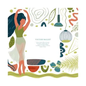 Abstract vector illustration. Ballet dancer girl poster. Stock Illustration