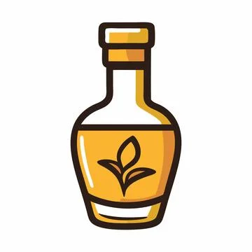 Abstract Vector Illustration of a bottle with a plant symbol on it Icon or .. Stock Illustration