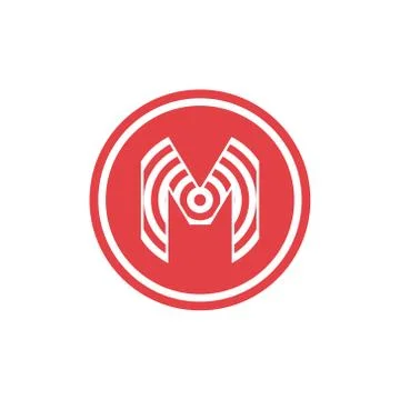 Abstract vector illustration circles forming letter m icon logo modern design Stock Illustration