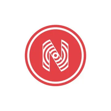 Abstract vector illustration circles forming letter n icon logo modern design Stock Illustration