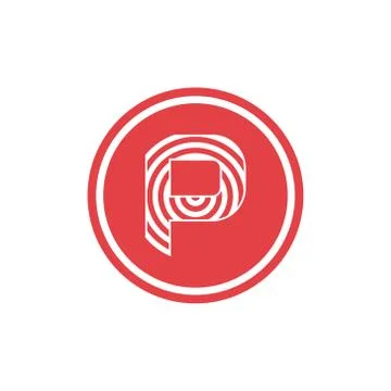 Abstract vector illustration circles forming letter p icon logo modern design Stock Illustration
