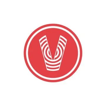 Abstract vector illustration circles forming letter v icon logo modern design Stock Illustration