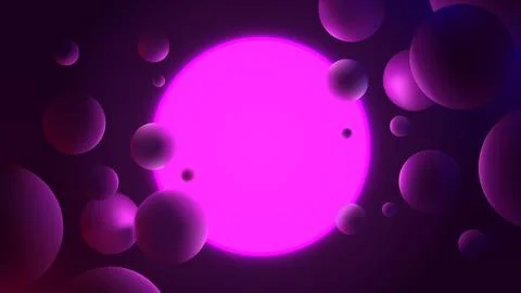 Abstract vector illustration with glowing purple circle on dark background, n Stock Illustration