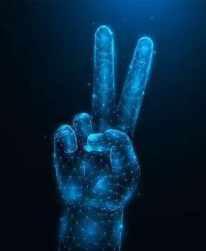 Abstract vector illustration of a hand showing a gesture of peace or victory  Stock Illustration