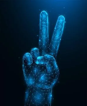  Abstract vector illustration of a hand showing a gesture of peace or vict... Stock Photos