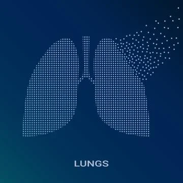 Abstract Vector Illustration Of Human Lungs On Blue Background. Pixel Art Logo Stock Illustration