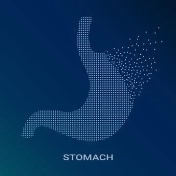 Abstract Vector Illustration Of Human Stomach On Blue Background. Pixel Art Logo Stock Illustration