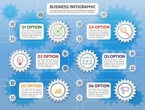 Abstract vector Illustration of infographic design with gear and icons. Stock Illustration