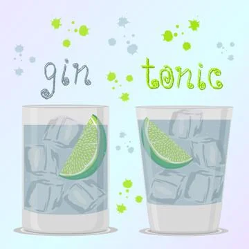Abstract vector illustration logo for alcohol cocktails gin tonic Illustrazione stock