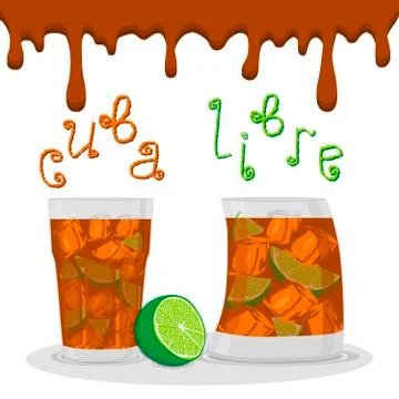 Abstract vector illustration logo for alcohol cocktails cuba libre Stock Illustration