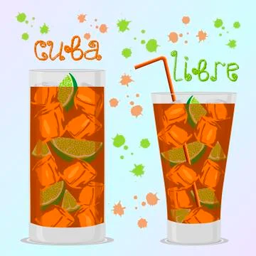 Abstract vector illustration logo for alcohol cocktails cuba libre Stock Illustration