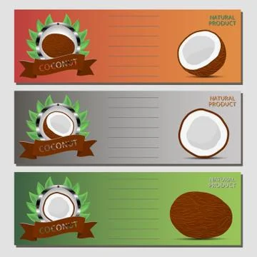Abstract vector illustration logo for whole ripe fruit white coconut Stock Illustration