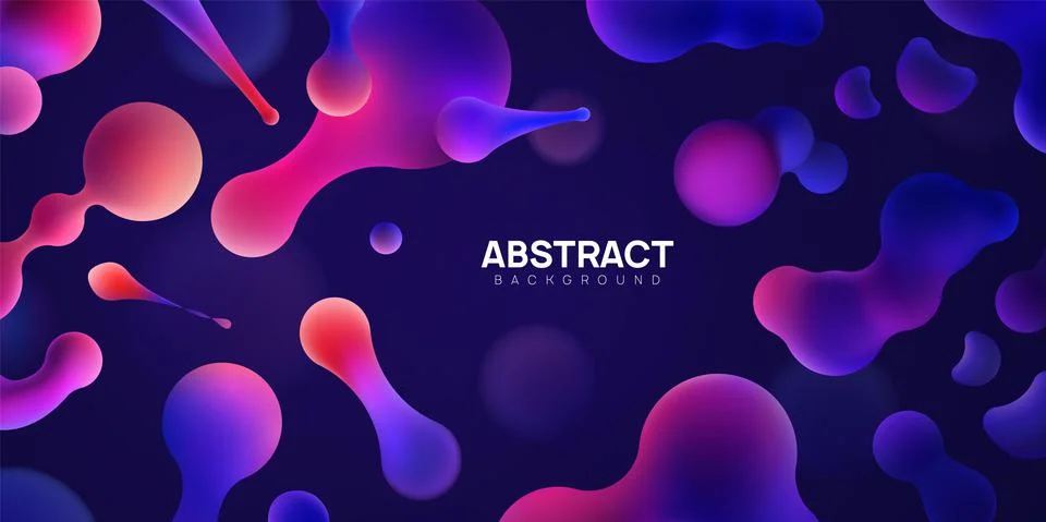 Abstract vector illustration with morphing balls on dark background. Stock Illustration