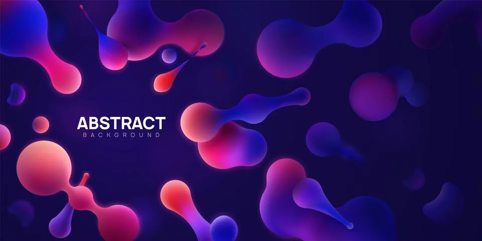 Abstract vector illustration with morphing balls on dark background. Stock Illustration
