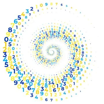 Abstract vector illustration of randomly scattered colorful numbers, numeri.. 스톡 일러스트
