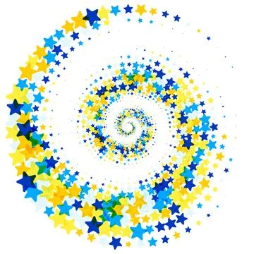 Abstract vector illustration of randomly scattered colorful stars, festive sp Stock Illustration
