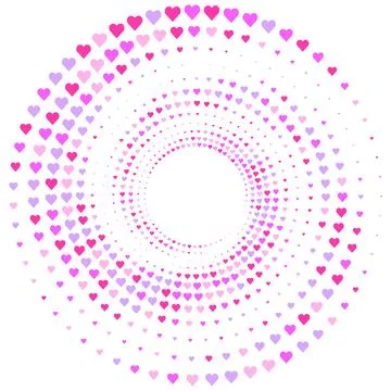 Abstract vector illustration of randomly scattered colorful hearts, festive.. Stock Illustration