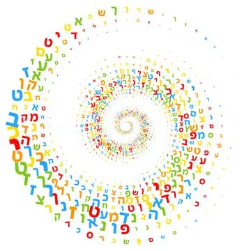 Abstract vector illustration of randomly scattered colorful Hebrew lettes Jew イラスト素材