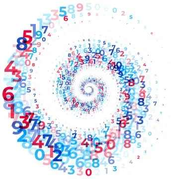 Abstract vector illustration of randomly scattered colorful numbers in shape  Stock Illustration