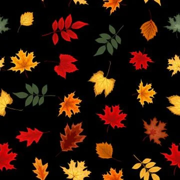 Abstract Vector Illustration Seamless Pattern Background with Falling Autumn Stock Illustration