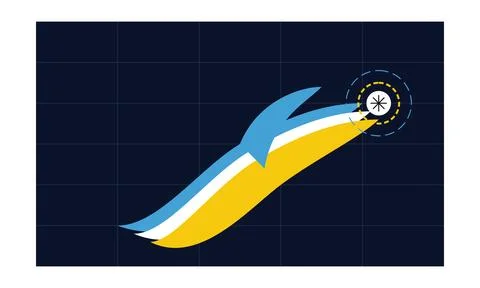 Abstract vector illustration of a stylized shooting star with vibrant blue .. Illustrazione stock