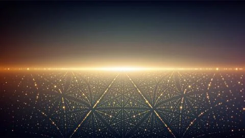 Abstract vector infinity background. Glowing stars with illusion of depth and Stock Illustration