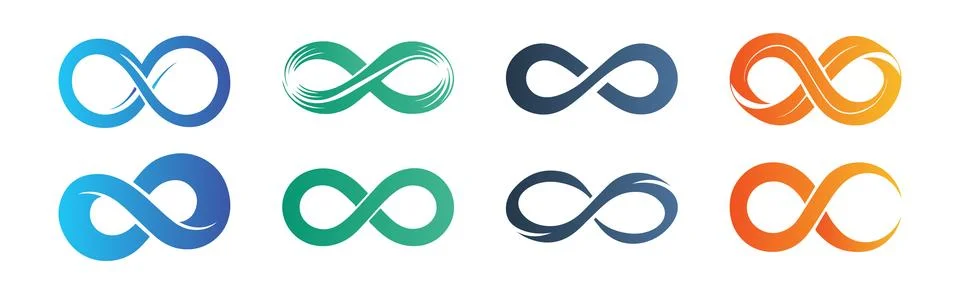 Abstract Vector Infinity Symbol Icons or Logos Design Template Stock Illustration