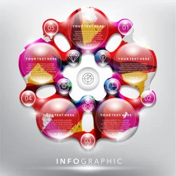 Abstract vector Info graphic template for 5 options. Stock Illustration