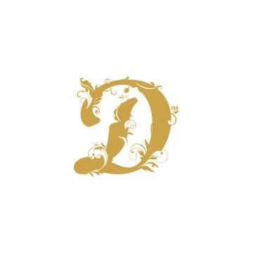 Abstract vector Initial d letter luxury beauty flourishes ornament monogram w Stock Illustration
