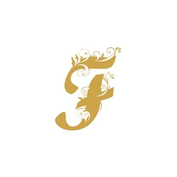 Abstract vector Initial f letter luxury beauty flourishes ornament monogram w Stock-Illustration