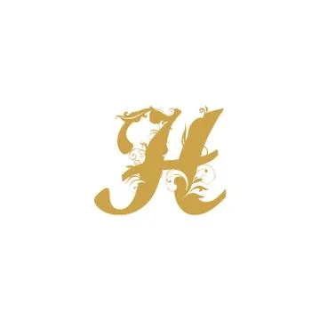 Abstract vector Initial h letter luxury beauty flourishes ornament monogram w Stock Illustration