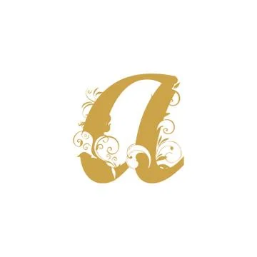 Abstract vector Initial a letter luxury beauty flourishes ornament monogram w Illustrazione stock