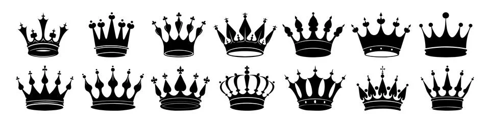 Abstract Vector King Crown Icons Pack Design Template Stock Illustration