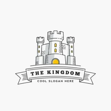 Abstract Vector Kingdom Label, Sign or Logo Template. Fortress Symbol. Castle Ilustración de archivo