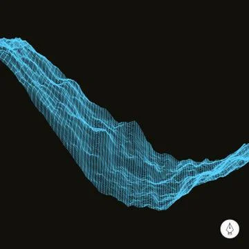 Abstract vector landscape background. 3d technology vector illus Stock Illustration